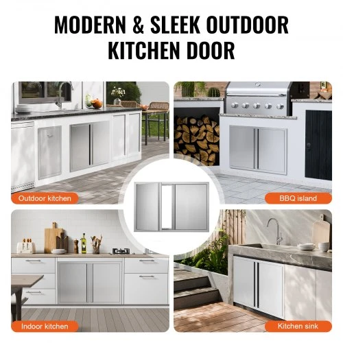 Koduva VEVOR BBQ prieigos durelės 914 x 610 mm, dvigubos nerūdijančio plieno įleidžiamos durys