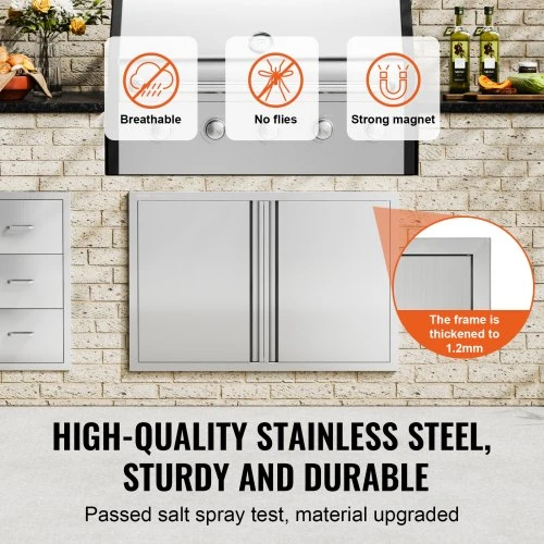 Koduva VEVOR BBQ prieigos durelės 914 x 610 mm, dvigubos nerūdijančio plieno įleidžiamos durys