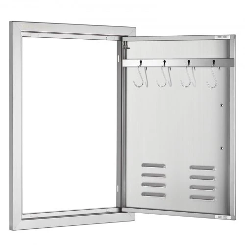 Koduva VEVOR BBQ prieigos durys, 610 x 431 mm, nerūdijančio plieno, įleidžiamos, su rankena, ventiliacija ir kabliu