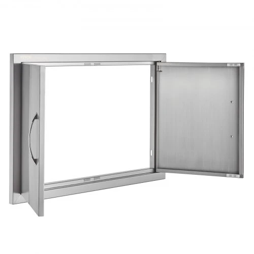 VEVOR BBQ prieigos durys, 711 x 482 mm, dvigubos lauko virtuvės durys, nerūdijančio plieno, įleistinis montavimas