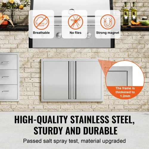 Koduva VEVOR BBQ prieigos durys, 774x532 mm, dvigubos, nerūdijančio plieno, įleidžiamos