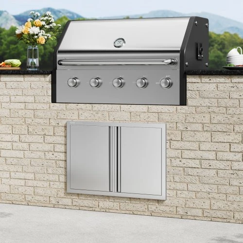 Koduva VEVOR BBQ prieigos durys, 774x532 mm, dvigubos, nerūdijančio plieno, įleidžiamos