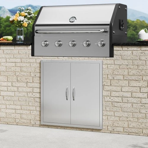 Koduva VEVOR BBQ prieigos durys, 790 x 790 mm, dvigubos, nerūdijančio plieno