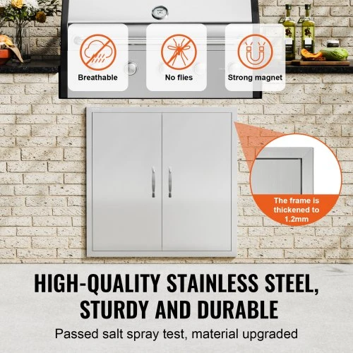 Koduva VEVOR BBQ prieigos durys, 790 x 790 mm, dvigubos, nerūdijančio plieno