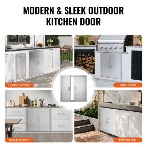 Koduva VEVOR BBQ prieigos durys, 790 x 790 mm, dvigubos, nerūdijančio plieno