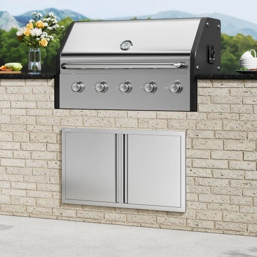 Koduva VEVOR BBQ prieigos durys, 914x534 mm, dvigubos lauko virtuvės durys iš nerūdijančio plieno