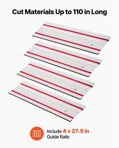 VEVOR Bėginio pjūklo kreipiančiųjų bėgelių rinkinys, 279,4 cm pjovimo diapazonas, aliuminis