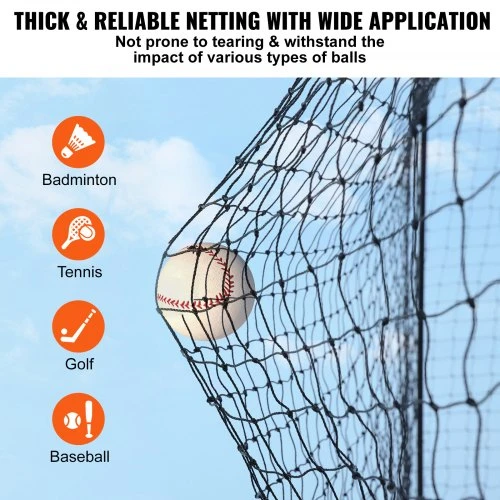 VEVOR Beisbolo treniruočių tinklas, YC-DJL-55*12*12ft, 55FT, PE, su durimis ir nešiojimo krepšiu