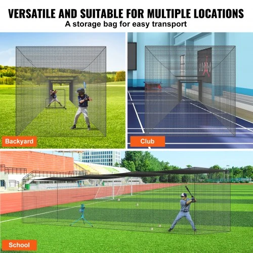 VEVOR Beisbolo treniruočių tinklas, YC-DJL-55*12*12ft, 55FT, PE, su durimis ir nešiojimo krepšiu