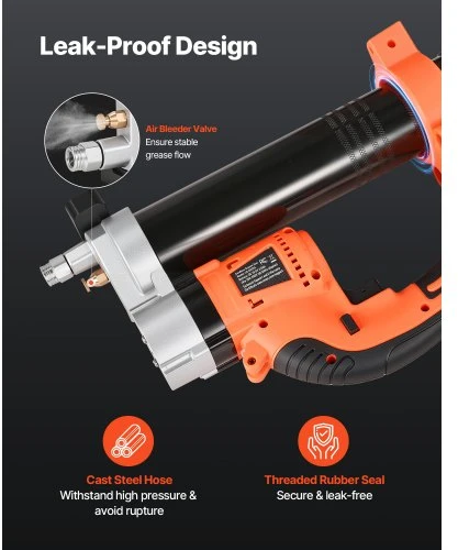 VEVOR Belaidis tepimo pistoletas, 8000 PSI, 20 V, su 2,0 Ah baterija, LED šviesa, 30 colių žarna ir dėklu