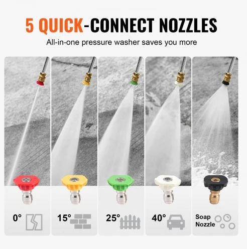 VEVOR Benzininis aukšto slėgio plovimo įrenginys, 3400 PSI, 2,6 GPM, su aliuminio siurbliu, 5 purkštukų rinkiniu