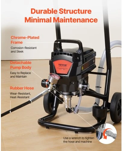 Koduva VEVOR beorio dažų purkštuvas RP8628 plus, 950 W, 3000 PSI, su vežimėliu