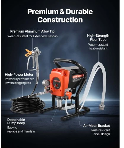 Koduva VEVOR bevielis dažų purkštuvas, 900 W, 3300 PSI, 35 x 29,5 x 48 cm