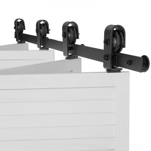 VEVOR Bi-folding stumdomų tvartelio durų furnitūros bėgelio rinkinys, 52" viršutinis montavimas, juodas