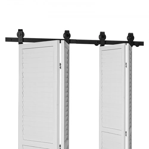 VEVOR Bi-folding stumdomų tvartelio durų furnitūros bėgelio rinkinys, 52" viršutinis montavimas, juodas