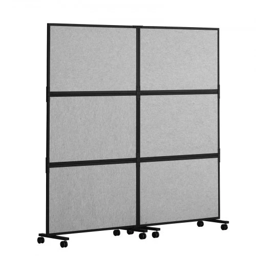 VEVOR Biuro pertvara, 2 panelių laisvai pastatoma pertvara, šviesiai pilka
