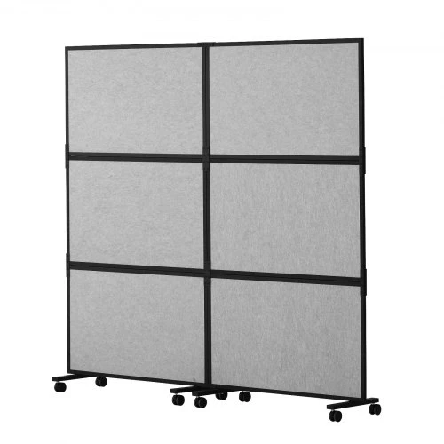 VEVOR Biuro pertvara, 2 panelių laisvai pastatoma pertvara, šviesiai pilka