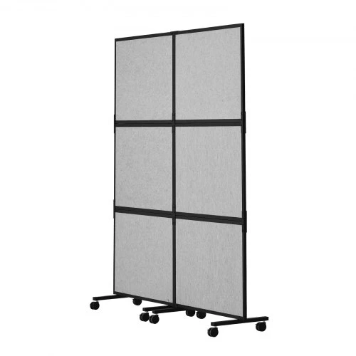 VEVOR Biuro pertvara, 2 panelių laisvai pastatoma pertvara, šviesiai pilka