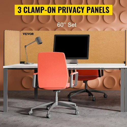VEVOR Biuro stalo pertvara 60'' privatumo panelė, 3 panelių akustinė pertvara, geltona