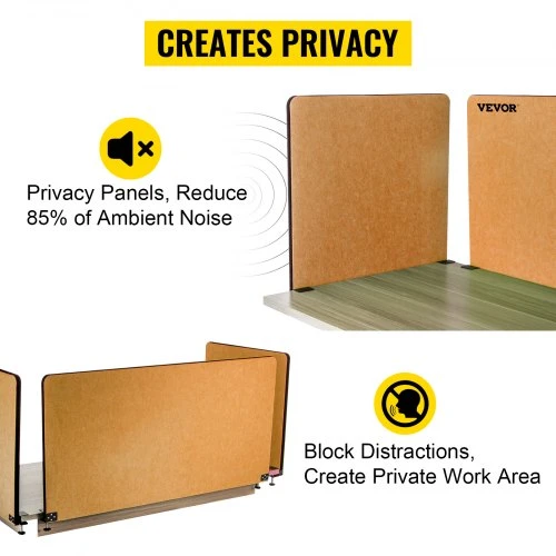 VEVOR Biuro stalo pertvara 60'' privatumo panelė, 3 panelių akustinė pertvara, geltona