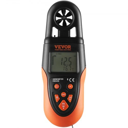 Koduva VEVOR Bluetooth rankinis anemometras, LED pašvietimo ekranas, 14°F–140°F, EM2245B