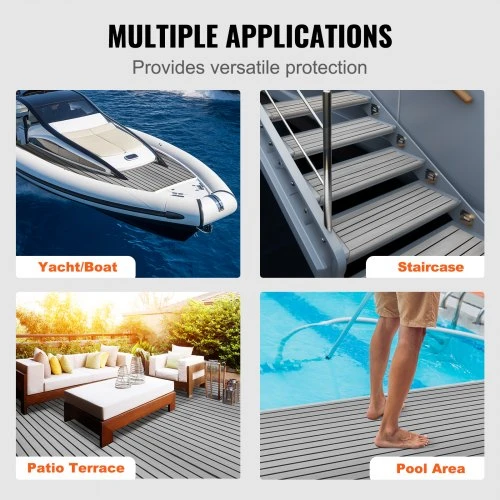 Koduva VEVOR boat flooring EVA putų danga valtims, 240 x 89,9 cm, savaime lipni, pilka