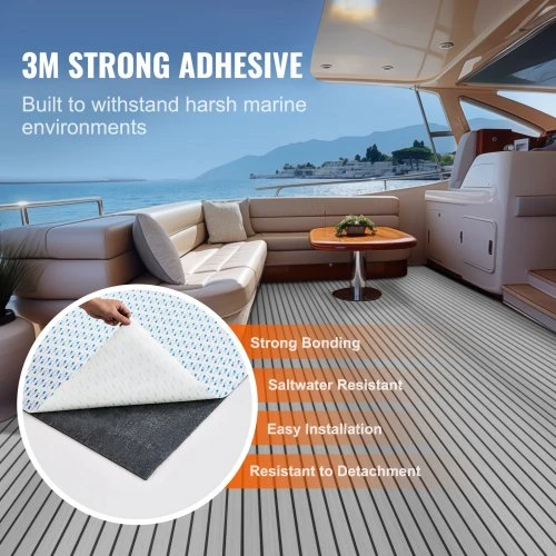 Koduva VEVOR boat flooring EVA putų danga valtims, 240 x 89,9 cm, savaime lipni, pilka