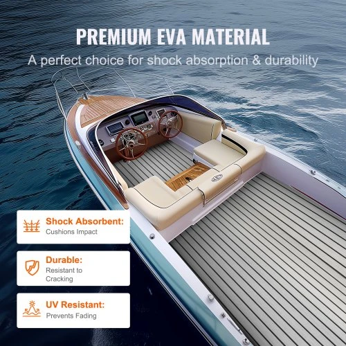 Koduva VEVOR boat flooring EVA putų danga valtims, 240 x 89,9 cm, savaime lipni, pilka