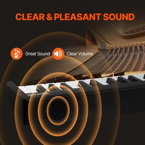 VEVOR BX-20 88 klavišų sulankstomas skaitmeninis pianinas, juodas