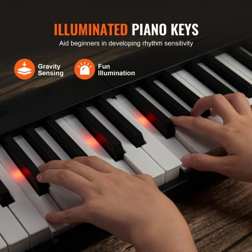 VEVOR BX-20 88 klavišų sulankstomas skaitmeninis pianinas, juodas