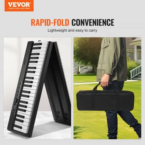 VEVOR BX-20 nešiojamas skaitmeninis pianinas, Bluetooth ir MIDI, juodas