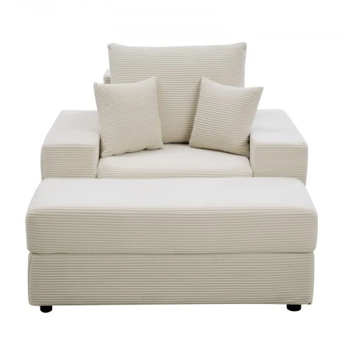 Sofa VEVOR Chaise lounge kėdė 111,5 cm, kreminė