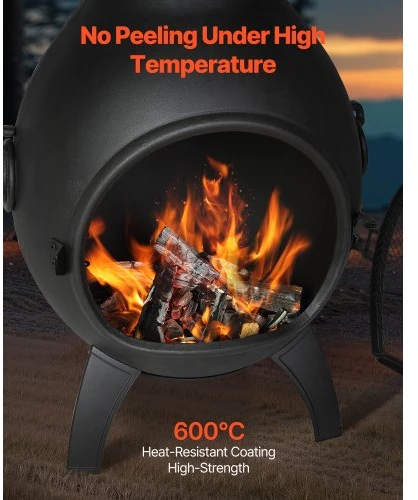 Koduva VEVOR chiminea, 22 col. lauko malkomis kūrenamas ugniakuras su kepsnine