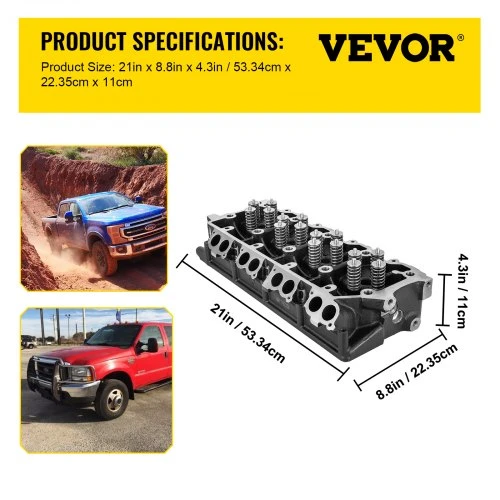 VEVOR Cilindro galvutės mazgas 6.4L, ketaus, skirtas 08-10 Ford F250 F350 F450 F550