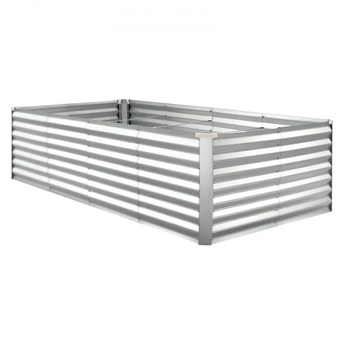 VEVOR Cinkuota pakelta lysvė, 2400 x 1200 x 620 mm, stačiakampė metalinė sodinimo dėžė, sidabrinė