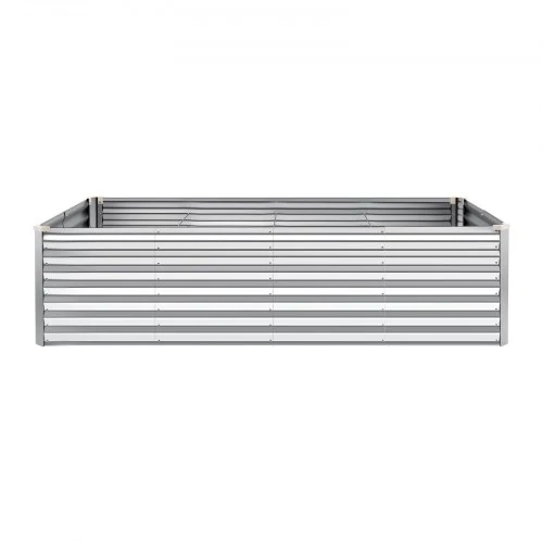 VEVOR Cinkuota pakelta lysvė, 2400 x 1200 x 620 mm, stačiakampė metalinė sodinimo dėžė, sidabrinė