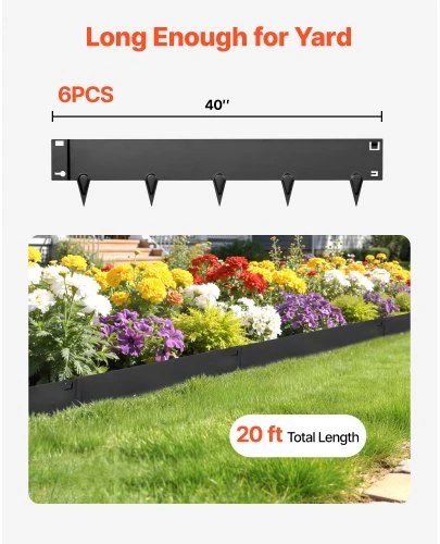 VEVOR Cinkuoto plieno kraštovaizdžio apvadas, 6 vnt., 1016 x 207 mm