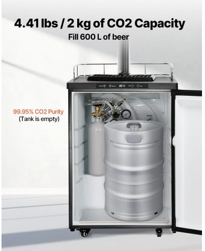 VEVOR CO2 balionas 4,41 lbs, aliuminio lydinio plienas, pilka danga, DIN477 vožtuvas
