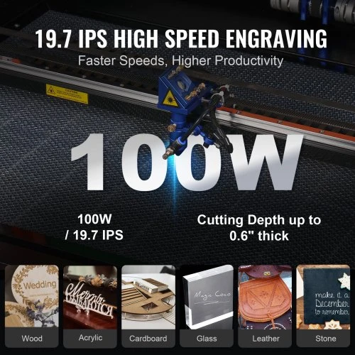 Koduva VEVOR CO2 lazerinis graviravimo aparatas 100 W, 600 x 900 mm, iki 500 mm/s, modelis KH9060