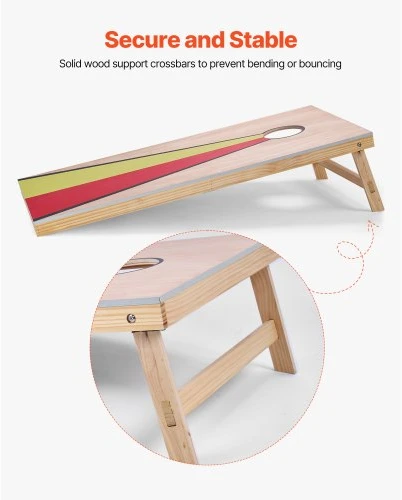 VEVOR „Cornhole“ rinkinys, 4 x 2 ft medinės lentos, 8 maišeliai ir rankena