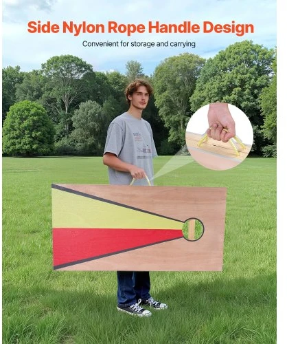 VEVOR „Cornhole“ rinkinys, 4 x 2 ft medinės lentos, 8 maišeliai ir rankena