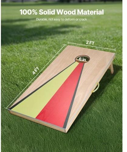 VEVOR „Cornhole“ rinkinys, 4 x 2 ft medinės lentos, 8 maišeliai ir rankena