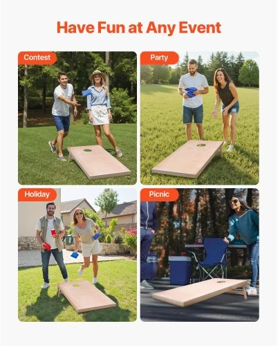 VEVOR Cornhole žaidimo rinkinys, 4 x 2 ft, mediniai, su nešiojimo dėklu