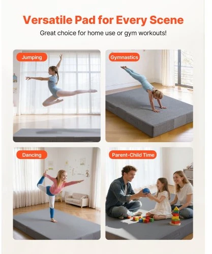 VEVOR Crash pad, 1800 x 1210 mm, pilkas, vaikams ir suaugusiesiems