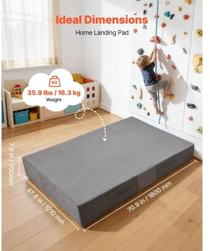 VEVOR Crash pad, 1800 x 1210 mm, pilkas, vaikams ir suaugusiesiems