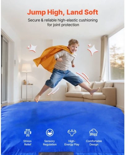 VEVOR Crash pad vaikams, 1500 x 1500 mm, mėlynas, su putų blokais ir plaunamu užvalkalu