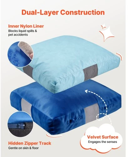 VEVOR Crash pad vaikams, 1500 x 1500 mm, su putų blokais ir plaunamu užvalkalu