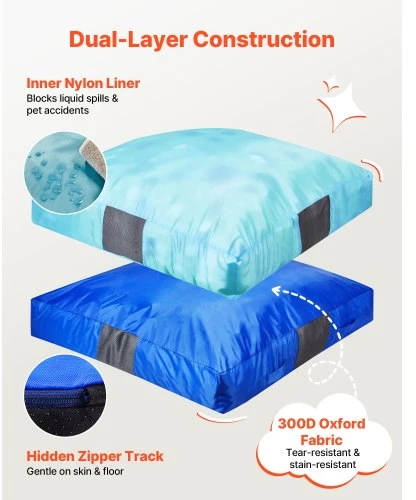 VEVOR Crash pad vaikams, 1500 x 1500 mm, mėlynas, su putų blokais ir plaunamu užvalkalu