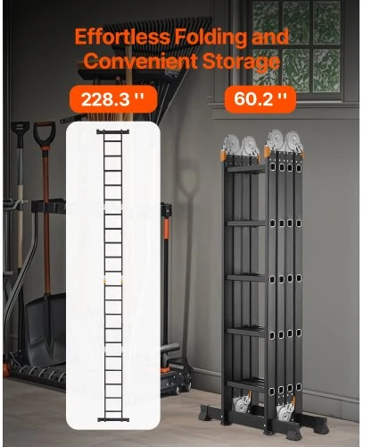Koduva VEVOR daugiafunkcės sulankstomos kopėčios, 7 viename, 19 ft, 330 lbs