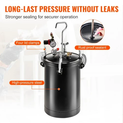 Koduva VEVOR dažų slėgio bakas, 15 l, 60 psi, plieno, su purškimo pistoletu